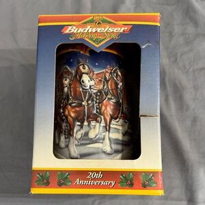 1999 Budweiser 20th Anniversary Holiday Stein with Clydesdales in Box.